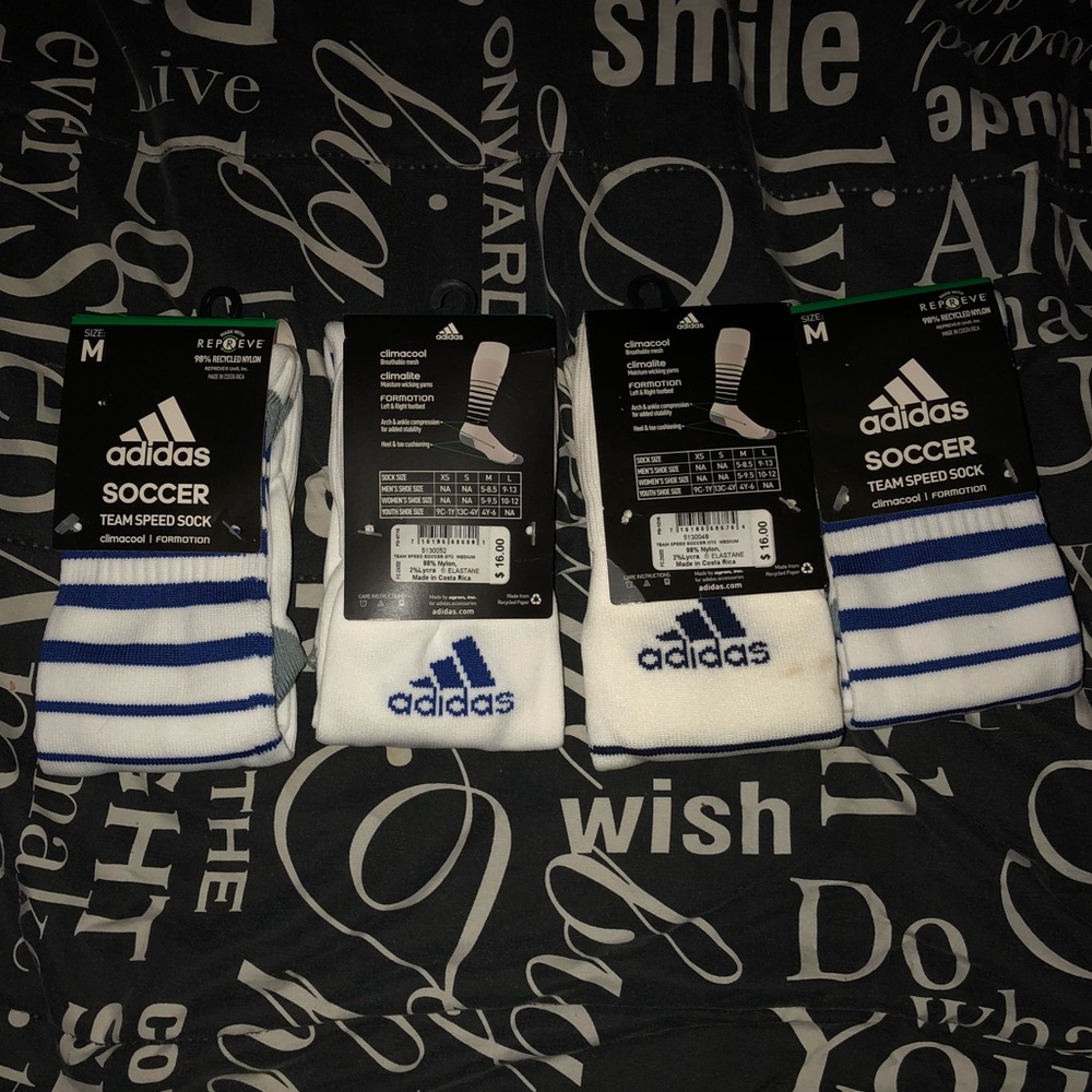 4 Adidas Team Speed Soccer Football Socks  Medium